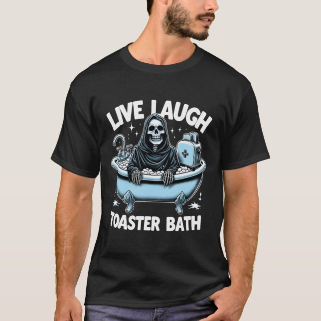 T-shirt Skeleton Halloween Live Lauder Toaster Bath Design (Devant)