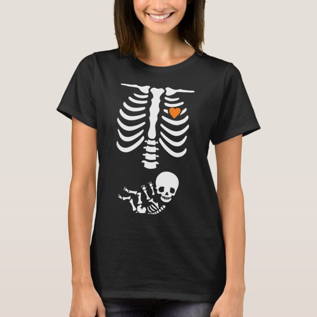 T-shirt Skeleton Halloween Maternity Funny Pregnancy 2025  (Devant)