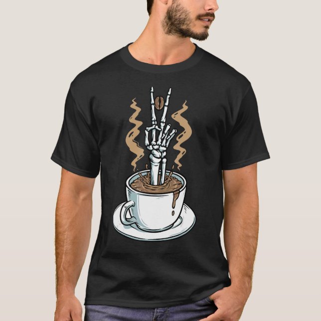 T-shirt Skeleton Hand Coffee International Coffee Day (Devant)