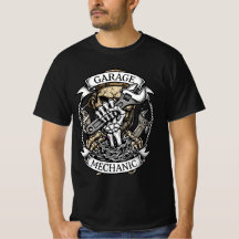 Skeleton Hand Wrench - Garage Mechanic Oil Tee