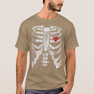 T-shirt Skeleton Heart Cage X Ray Adult Funny Hallowee
