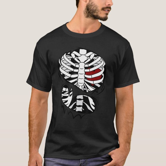 T-shirt Skeleton Heart Rib Cage X Ray Adult Kids  Hallowee (Devant)