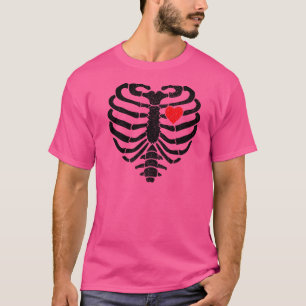 T-shirt Skeleton Heart Rib Cage X Ray Adulte Kids Hallowee