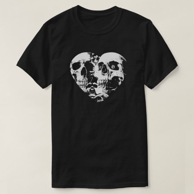 T-shirt Skeleton Heart Valentine's Day Gothic Skull (Design devant)