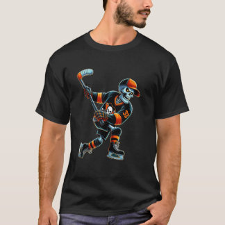 T-shirt Skeleton Hockey Halloween Hommes Hommes Garçons En
