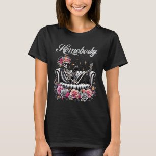 T-shirt Skeleton Homebody Lecture Sur Canapé Gothique Anti