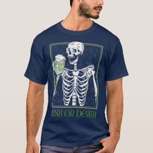 T-shirt Skeleton irlandais ou mort Boire de la bière vert