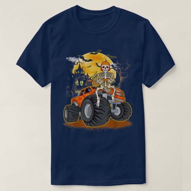 T-shirt Skeleton Jeu amusant Monster Camion Hallowee (Design devant)