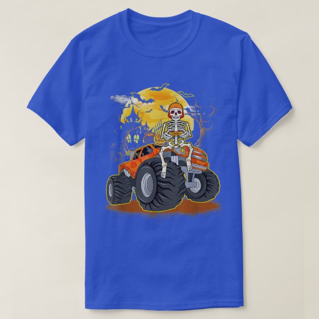 T-shirt Skeleton Jeu Monster Camion Funny Hallowee (Design devant)