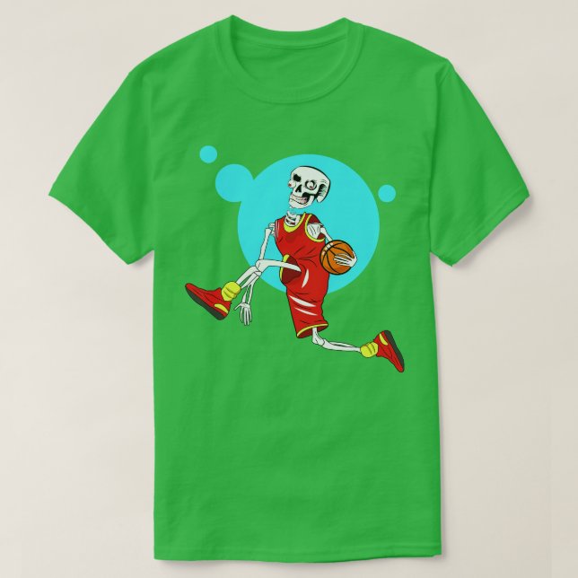 T-shirt Skeleton Jouant Au Basket (Design devant)