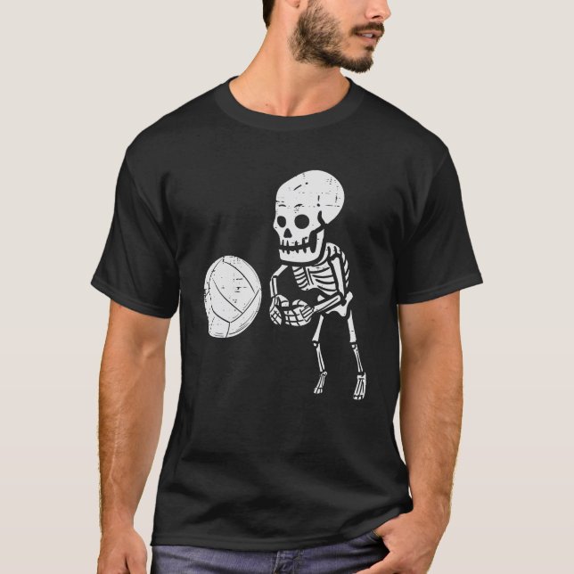 T-shirt Skeleton Jouer au volley-ball drôle Halloween (Devant)