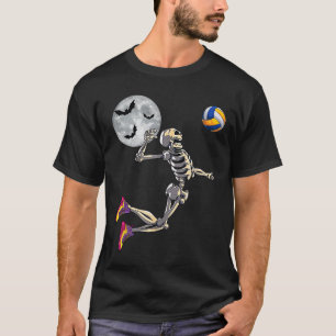 T-shirt Skeleton Jouer au volleyball Joyeux Halloween Jour
