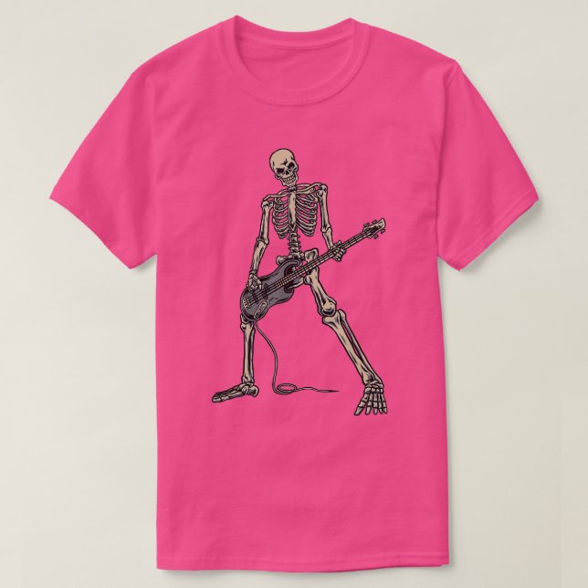 T-shirt Skeleton Jouer basse pour Bhelp et Bass Guitare (Design devant)