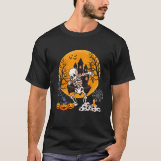 T-shirt Skeleton Jouer Clarinet Halloween Skuls sculptés