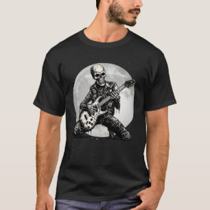 T-shirt Skeleton Jouer Guitare Punk Rock Musique Halloween