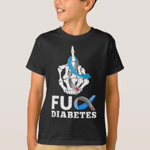 T-shirt Skeleton Main Fck Diabète Blue Ribbon Sensibilisat