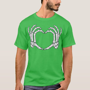 T-shirt Skeleton Mains Coeur Signes Bones Drôle Halloween