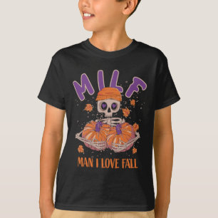 T-shirt Skeleton Man I Love Fall Funny Skeleton Citrouille