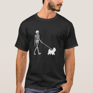 T-shirt Skeleton Marcher un chien Yorkshire Terrier Hallow