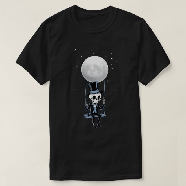 T-shirt Skeleton Moon Swing Rock and Roll Band Gif graphiq (Design devant)