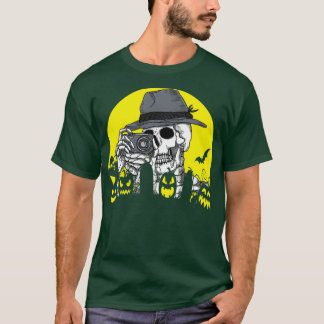 T-shirt Skeleton Photographe Halloween Costume Caméra Moo