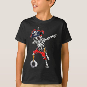 T-shirt Skeleton Pirate &amp; Soccer Ball Halloween Costum