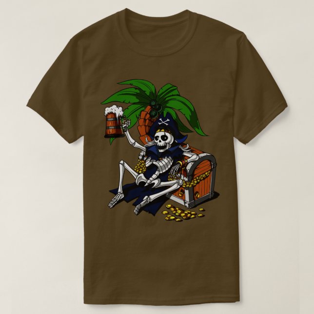T-shirt Skeleton Pirate Beer Party (Design devant)