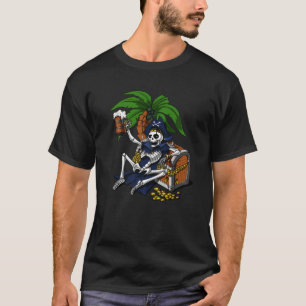 T-shirt Skeleton Pirate Sailor Boire Bière Funny Party F