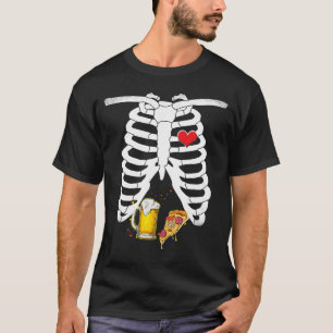 T-shirt Skeleton Pregnancy Pizza Bière Xray Halloween Bien