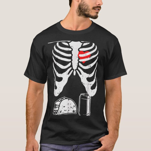 T-shirt Skeleton Pregnancy Taco Beer Xray Halloween Soon D (Devant)