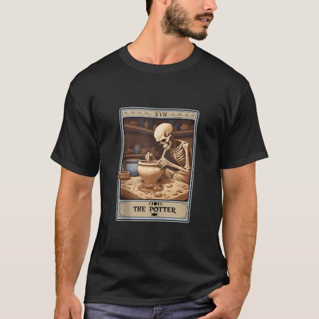 T-shirt Skeleton rétro Potter Tarot Card Halloween Pot (Devant)