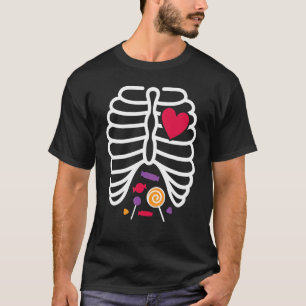 T-shirt Skeleton Rib Cage Coeur X Ray Candy Halloween Tod