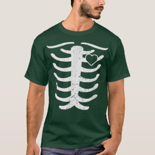 T-shirt Skeleton Ribs Bones Coeur 