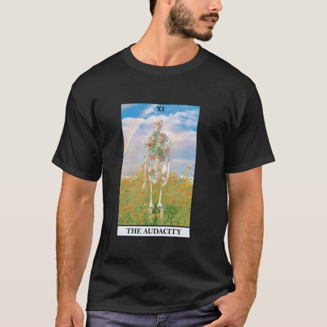 T-shirt Skeleton Riding Nuage L'Audacity Tarot Card Pluie (Devant)