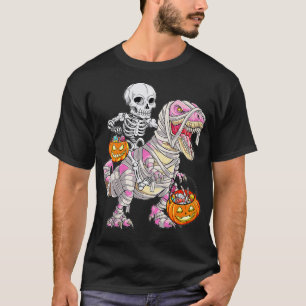 T-shirt Skeleton Riding Pink Mummy Dinosaur T rex Hallowee