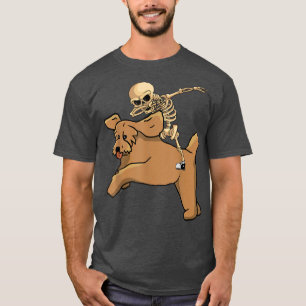 T-shirt Skeleton Riding Poodle Lazy Halloween Costume mign