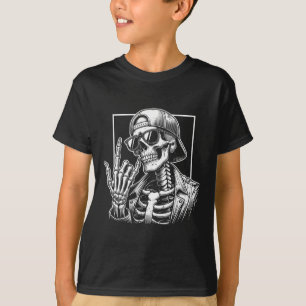 T-shirt Skeleton Rock Halloween Costume Rocker Cool R