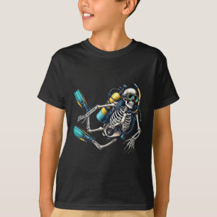 T-shirt Skeleton Scu Diving Halloween Skeleton Scu Diver