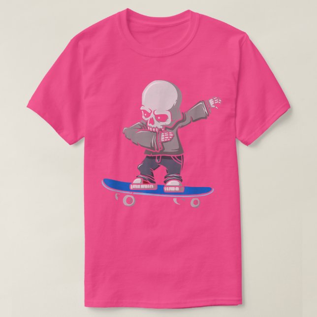 T-shirt Skeleton Skateboard Dabbing Skate Skeleton  (Design devant)