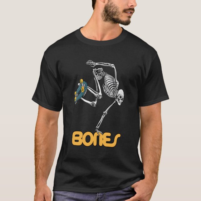 T-shirt Skeleton Skateboard Halloween Bones (Devant)