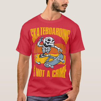 T-shirt Skeleton Skateboard n'est pas crime Hommes Garçons
