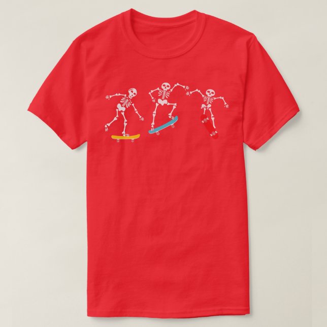 T-shirt Skeleton Skateboarding Pumpkin Jackolantern Hallow (Design devant)