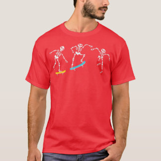 T-shirt Skeleton Skateboarding Pumpkin Jackolantern Hallow