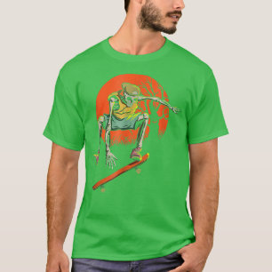 T-shirt Skeleton Skin Halloween Avec Skateboard