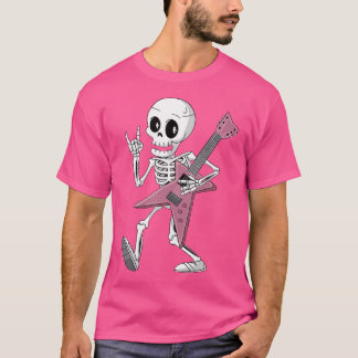 T-shirt Skeleton Skull Guitar Rock Sur Heaved Metal Devil 