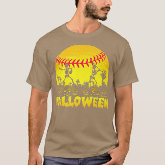T-shirt Skeleton Softball Balloween Halloween Baseball Sca