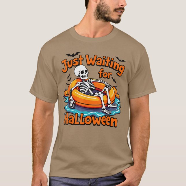 T-shirt Skeleton spooky vibe summer funny just waiting for (Devant)