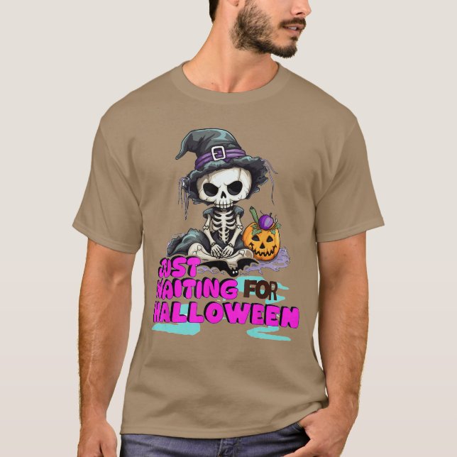 T-shirt Skeleton spooky vibe summer funny just waiting for (Devant)