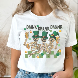T-shirt Skeleton St. Patrick's Day, Drôle T-Shir à Boire