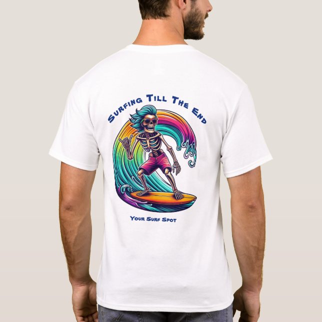 T-shirt Skeleton Surfer En Vague (Dos)